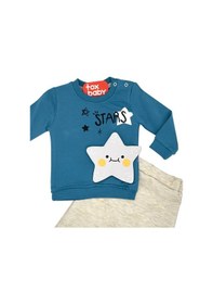 Resim Toxtoys (2 Parça) Yıldız Baskılı Petrol Ikiip Mevsimlik Erkek 2Li Bebek T Petrol 