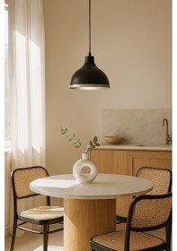 Resim Rima Siyah İçi Gümüş Renk Modern Tasarım Metal Sıvama Mutfak-cafe-salon Tekli Sarkıt Avize Ampulsüz Siyah İçi Gümüş 