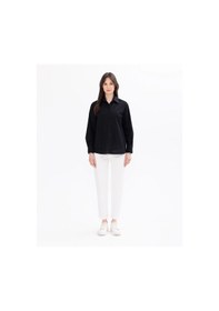 Resim Düğmeli Uzun Kol Gömlek-siyah Siyah 