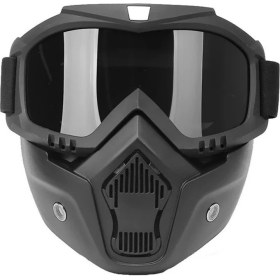 Resim Motoanl Cross Motosiklet Bisiklet Gözlüğü Açık Kask Maskesi Süngerli Bant Lastikli Jet Maske Siyah Camlı 