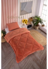 Resim Elite Wellsoft Tek Kişilik Çift Taraflı Yastık Kılıflı Lüx Yorgan Seti Yorgan Uyku Seti Çeyiz Turuncu 