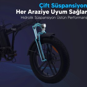 Resim Stradacycles Strada Cycles E-Bro Hidrolik Disk Fat Bike Katlanabilir 20 Jant Elektrikli Bisiklet 
