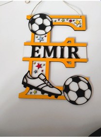 Resim Kişiye Özel Çocuk Odası Kapı Süsü Turuncu - Beyaz 