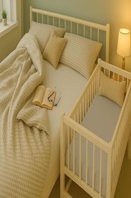 Resim 2 Adet 50 x 90 x 10 cm Anne Yanı Lastikli Penye Kumaş Bebek Çarşafı 