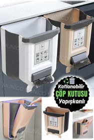 Resim Munico Tezgaha Duvara Monte Katlanır Çöp Kovası Mutfak Dolabı Kapı Asılı Çöp Kutusu Konteyner Geniş Pratik 