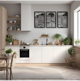 Resim Şık Metal Tablo 3 Parçalı Şehir 3 Piece City Metal Duvar Tablosu Sanat 