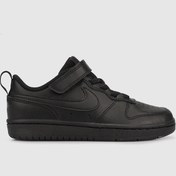 Resim Nike Court Borough Low 2 Leather Sneaker Hakiki Deri Lastik İpli Bantlı Unisex Spor Ayakkabı Siyah Siyah 