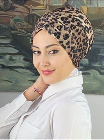 Resim BUTİKAMBAR Leopar Desenli Büzgülü Bone 