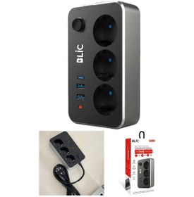 Resim 2 Metre Siyah Akım Çocuk Korumalı Uzatma Kablosu Çoklu Priz 2 Usb Type-c 3lü Grup Diğer 