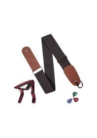 Resim Midex HG20C Kahve Renk Gitar Omuz Askısı Metal Capo Pena Paketi 