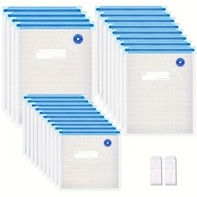 Resim 22 Yeniden Kullanılabilir Gıda Vakumlu Mühürleme Torbaları, 3 Boyutta Gıda Saklama Torbaları, 2 Mühürleme Klipsi ile, Gıda Saklama ve Düşük Sıcaklıkta Pişirme için, Vakumlu Gıda Torbaları, Buzdolabı, Tahıl Saklama Mühürleme Torbaları, Taşıması Kolay 