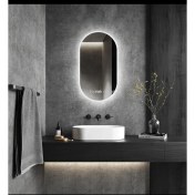 Resim Toprak Dekor 80*50 Iki Taraf Oval Ledli Banyo Aynası Tuvalet Aynası Işıklı Ayna 