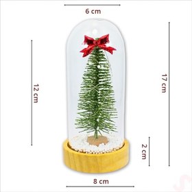 Resim SüSLe Bebek ve Parti Yılbaşı Ağaçlı Led Işıklı, 17cm x 8cm Cam Fanus 