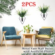 Resim 2 adet Duvar Dekoru Asılabilir Saksı 24.89*11.43cm Yapay Bitki Metal Vazo İç Mekan Bitki Tutucu Modern Geometrik Duvar Sanatı Ev Yatak Odası Oturma Odası Ofis için Uygun (Sululuk Bitkileri ve Çiviler ile Birlikte) 