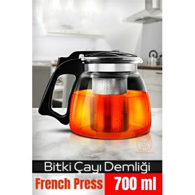 Resim Transformacion Süzgeçli French Press Cam Demlik 700 ml Bitki Çayı Demliği 722242 