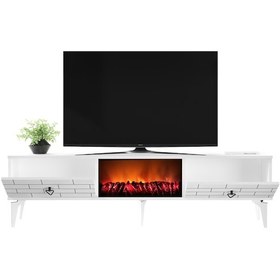Resim Varna Tv Sehpası Şömineli Alt Modül Beyaz 