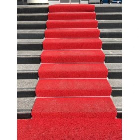 Resim COLOURMAT Kaydırmaz Kaymaz Yolluk Karmaşık Halı Kıvırcık Paspas 1m X 1m (KIRMIZI) 