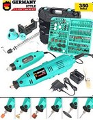 Resim Germany Style 350 Parça Çift Makineli Devir Ayarlı 450 Watt Esnek Gravür Makinesi Şaftlı 