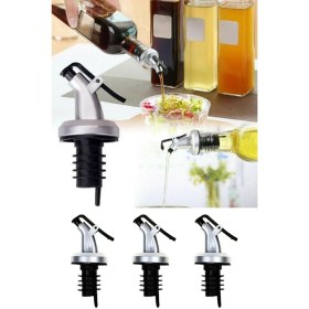 Resim Mediterian 2'li Kapaklı Şişe Ucu Servis Aparatı, Damlalık ve Yağdanlık Tıpa, Gri 