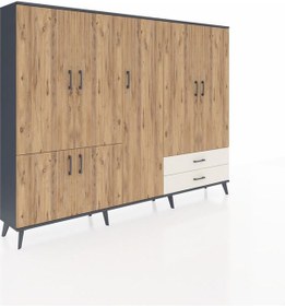 Resim Arges Dolap 12 Raflı 2 Çekmeceli 7 Kapaklı 220x30x163 Antrasit-ça Antrasit-çam/aytaşı 