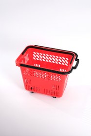 Resim Rafiste Tekerlekli Market Sepeti (Tekerlekli Alışveriş Sepeti) 54 L Kırmızı 