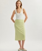 Resim Koton Standart Bel Viskon Kumaş Parıltılı A Kesim Midi Kalem Etek Yeşil 5sak10019uk Yeşil 