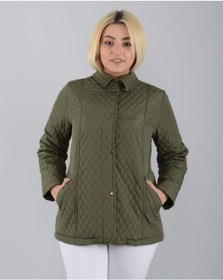 Resim Vetre Mevsimlik Astarlı Kapitone Mont Haki Büyük Beden 1030 
