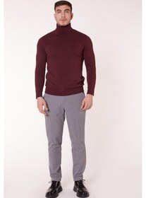 Resim Braccas Erkek Beli Yarım Lastikli Slim Fit Chino Crop Pantolon Koyu Gri Koyu Gri 