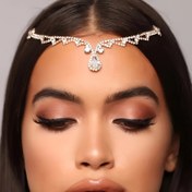 Resim 1 adet Boho Tarzı Alın Zinciri Gelin Alın Takısı Taşlı Su Damlası Şeklinde Başlık 