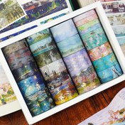 Resim Fantastik Çiçekler Renkli Bronz Bant Hediye Kutusu, Öğrenci El Kitabı Masaüstü Vazo Kendin Yap Dekorasyon Malzemeleri, Öğrenci Kırtasiye ve Hediye Paketleme Malzemeleri, Kutulu, Yağlı Boya Dünya Bant Seti, 24 Rulo 