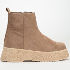 Resim Kadın Bot Vizon Kalın Taban Süet Bağsız Yüzüdüz-3605 Vizon 