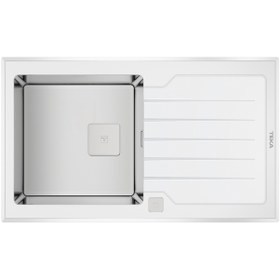 Resim Teka Diamond Rs15 1B 1D 86 (Wst White) Tek Hazne Ve Tek Damlalıklı Cam Eviye - Beyaz - 115100012 