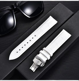 Resim Bambu Desen Hakiki Deri Saat Kayışı Inek Derisi Kordonlu Saat 18/20/22/24mm White-silver 22mm 