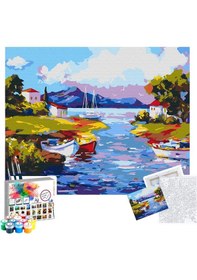 Resim Sayılarla Boyama Seti 40 X 50 Cm Tuval Şasesine Gerili Göl Manzarası 
