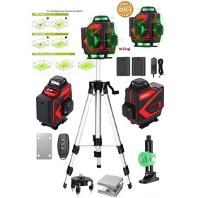 Resim İyisi Yok 16 Köşe 4d Lazer Metre Terazi 360 Tripodlu Çapraz Çizgi Yeşil Yapı Inşaat Alan Ölçüm Ölçme Aleti 