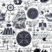 Resim 1 adet Vintage Denizciliği Pamuk Bandana - Nefes Alabilen, Makine Yıkanabilir, İskelet Kafatası, Çapa, Pusula ve Gemi İllüstrasyonları ile Amerikan Retro Stili, Binicilik, Motosiklet ve Günlük Giyim için İdeal, Motosiklet Kıyafeti | Retro Amerikan Stili | Dayanıklı Başlık, Denizciliği Aksesuarları 