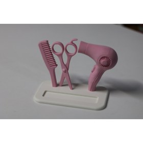 Resim Mays3Dstudio Kuaför Temalı Kartvizitlik Masaüstü Organizer 3D Baskı Dekoratif Stand 