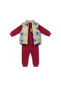 Resim Şişme Yelekli Erkek Bebek Alt Üst Takım 3lü Set Kırmızı 