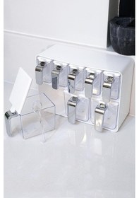 Resim Herevin Sekizli Standlı Baharatlık Seti Krom Kulplu Beyaz Kapak 161280-818 Beyaz - Krom 