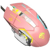 Resim Rogfer Leaven X6 6 Tuşlu Oyun Bilgisayarı Ergonomik Kablolu Fare, Kablo Uzunluğu: 1.42m Pembe Diğer - Pink Diğer 