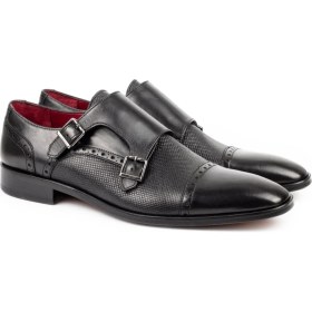 Resim Zerbay Granite Microlight Taban Çift Tokalı Hakiki Deri Erkek Klasik Ayakkabı, Monkstrap, Loafer 