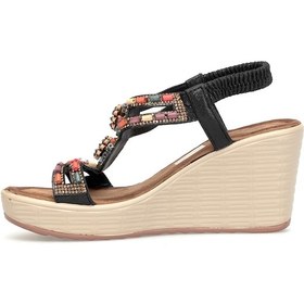 Resim Guja 26y155 Kadın Taşlı Dolgu Topuklu Lastikli Comfort Sandalet Siyah 