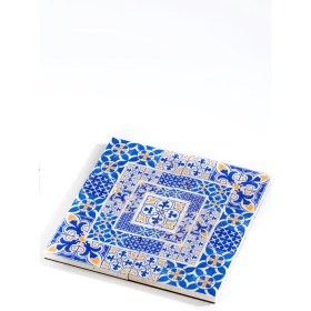 Resim Mavi ve Sarı Çini Traverten Nihale 