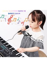 Resim Başlangıç İçin 61 Tuşlu Elektronik Dijital Profosyenel Org Piyano Mikrafonlu Keyboard Siyah 