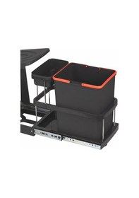 Resim Çöp Kovası 16+1lt Antrasit Teleskopik Raylı Antasit 