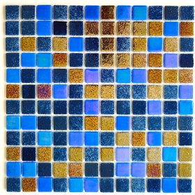 Resim MozaiKristaL Havuz, Banyo, İç ve Dış Mekanlar ve Yaşam Alanlarının Tüm Yüzeyleri İçin Kristal Cam Mozaik. Cam Ölçüsü: 5 Mm. File Ölçüsü: 31.5X31.5 Cm. Renk: Mavi Mix. (1 Koli=10 File Karo=1m2 Fiyatıdır) 