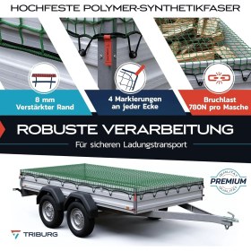 Resim Trıburg Alman Kalitesi 3.5x6 M Römork Filesi 12 Gergi Kancası & Kenar Takviyesi 