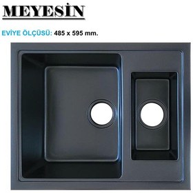 Resim Meyesin ME-62S Granit 1.5 Göz Mutfak Evyesi Siyah 485 x 595 MM 