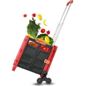 Resim Stilmax Uzayan Tutma Kulpu Merdiven Çıkabilen Portatif Koli Yük Paket Taşıma El Pazar Arabası 100KG 