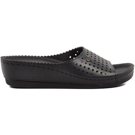 Resim Aspor Siyah Anatomik Kadın Dolgu Topuk Terlik Siyah 